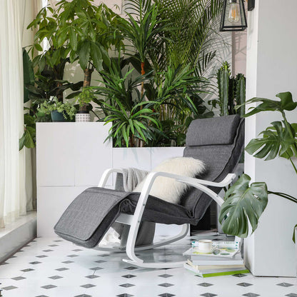 Mecedora, Silla Mecedora, Butaca mecedora, con Reposapiés Ajustable en 5 Posiciones con Apoyabrazos, SONGMICS, 3