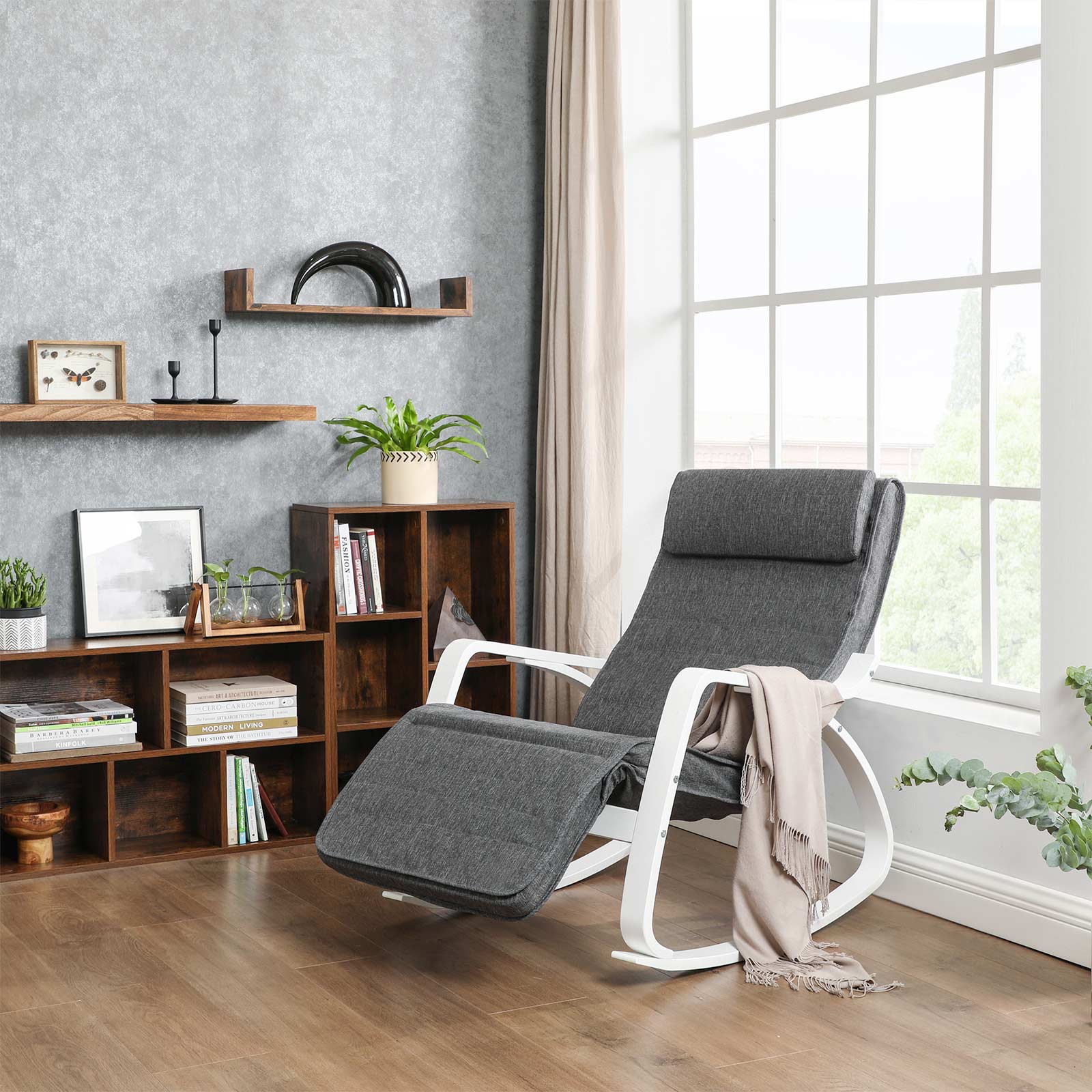 Mecedora, Silla Mecedora, Butaca mecedora, con Reposapiés Ajustable en 5 Posiciones con Apoyabrazos, SONGMICS, 2