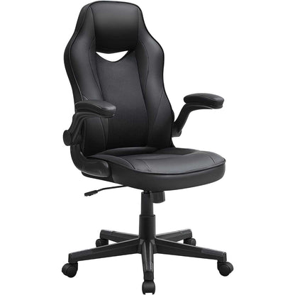 Silla de Oficina, Silla de oficina ergonomica, Silla de malla, con reposabrazos Plegables, Carga de 150 kg, Negro, SONGMICS