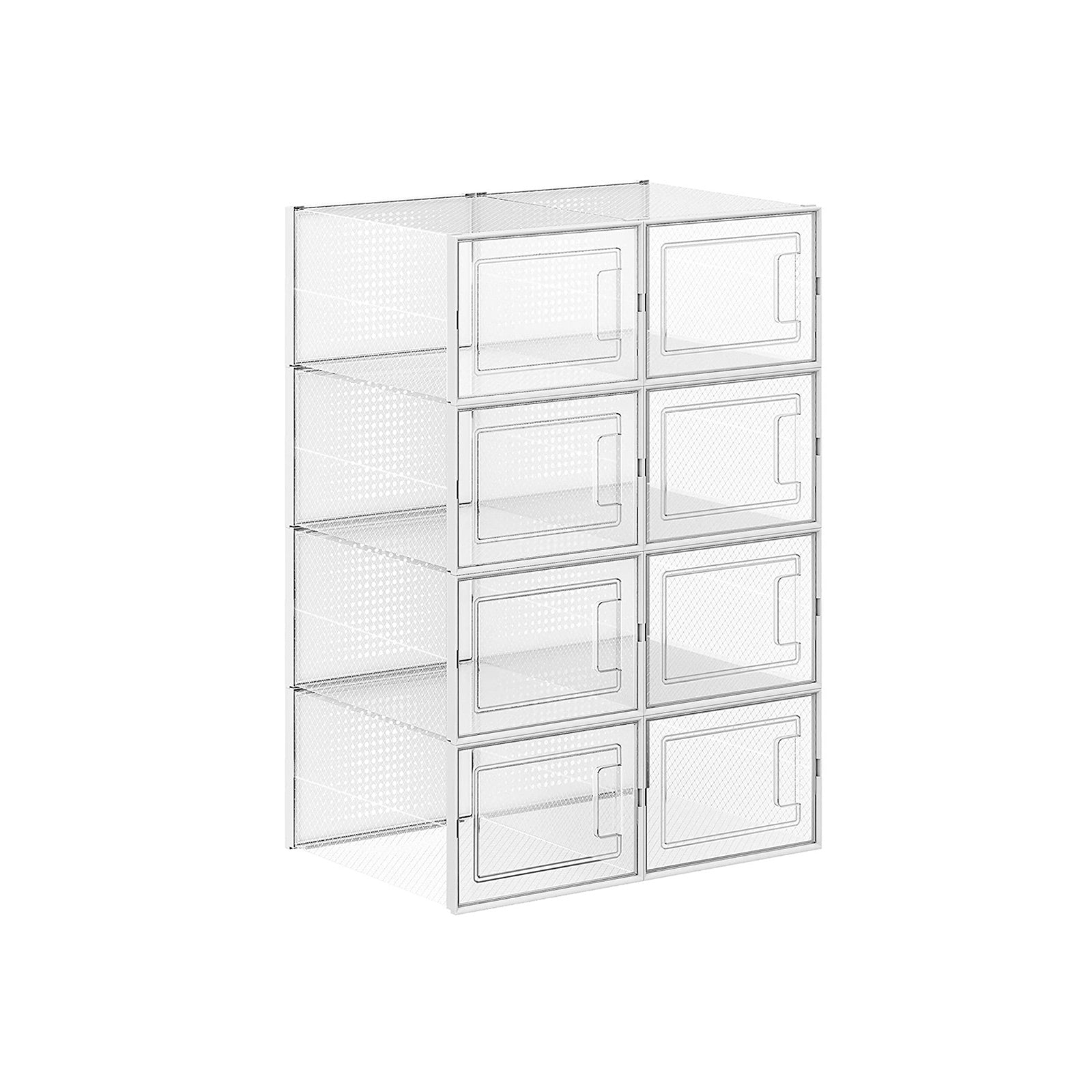 Cajas para Zapatos, Juego de 8 Organizador de Zapatos, hasta talla 46, Plástico, Transparente y Blanco, SONGMICS, 1