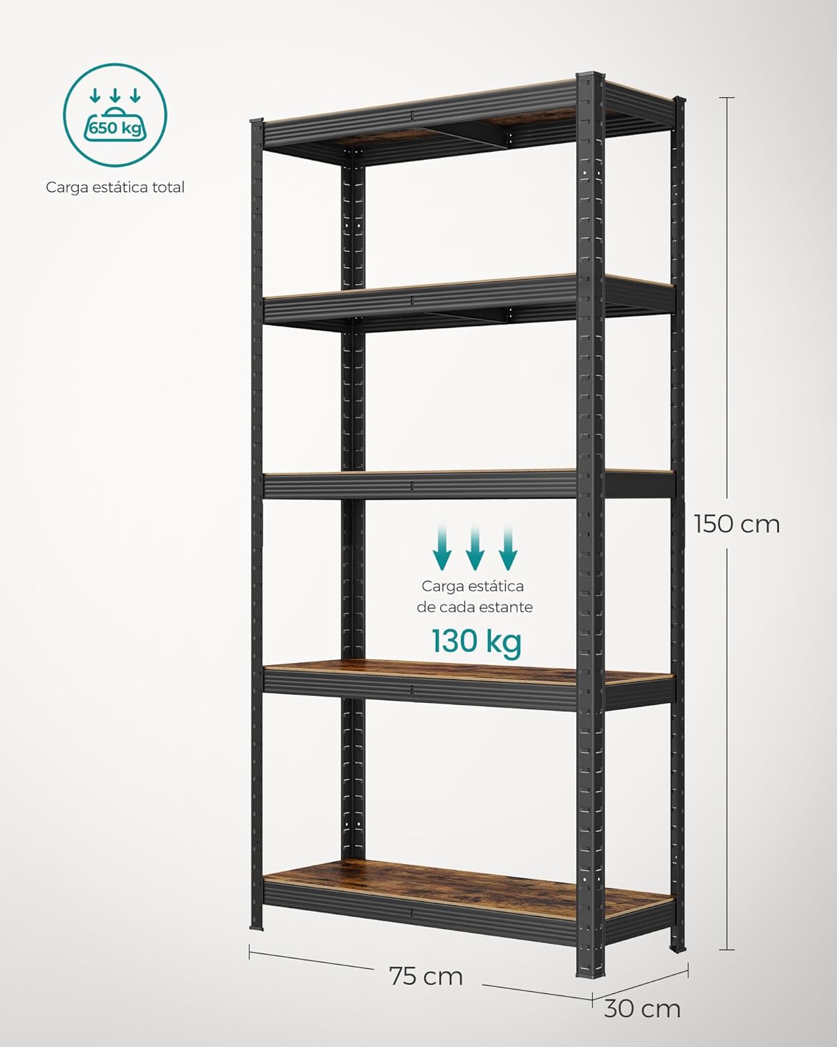 Estantería Industrial Songmics, soportar hasta 650 kg
