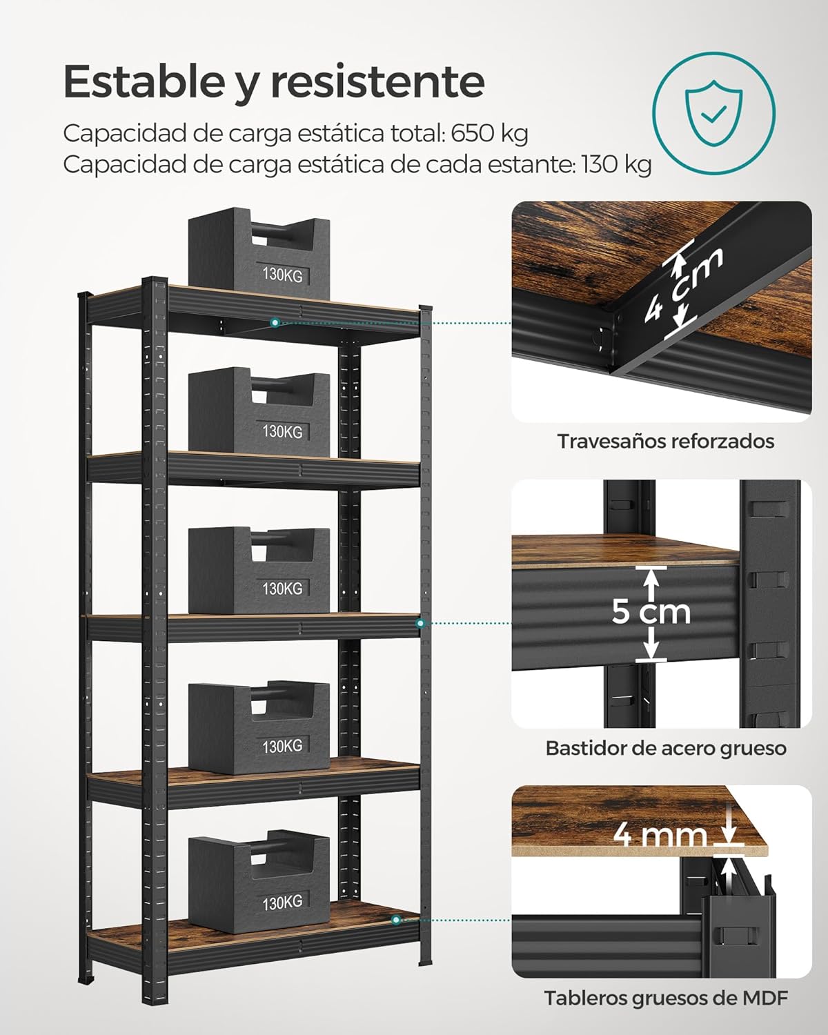 Estantería Industrial Songmics, soportar hasta 650 kg