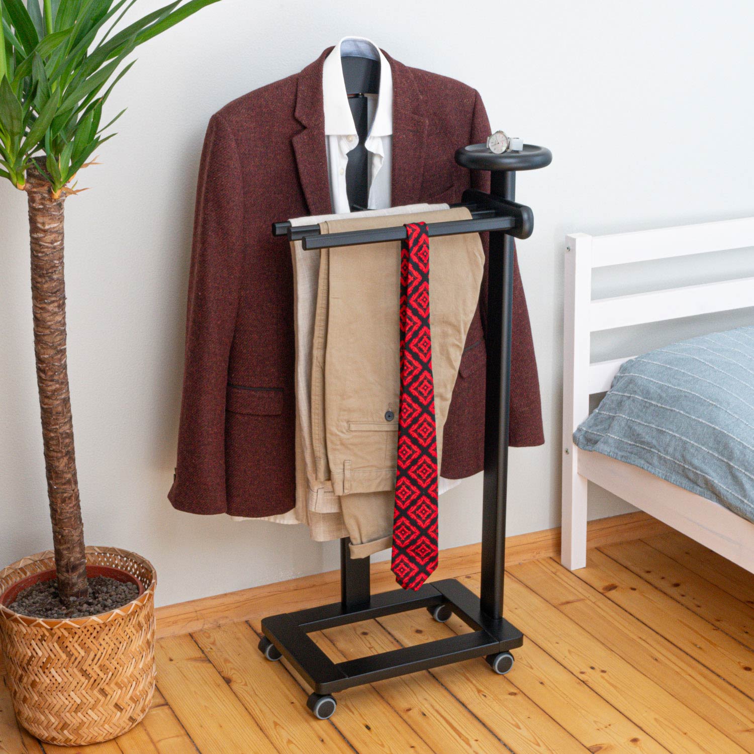 Galán de Noche, Galan de noche mueble, Galán de noche para dormitorio Antiguo, Madera, Negro, Tatkraft Baron, 15