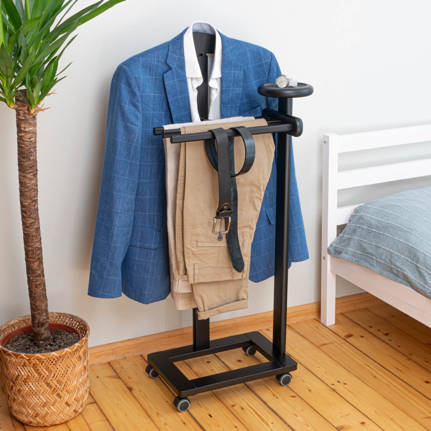 Galán de Noche, Galan de noche mueble, Galán de noche para dormitorio Antiguo, Madera, Negro, Tatkraft Baron, 20