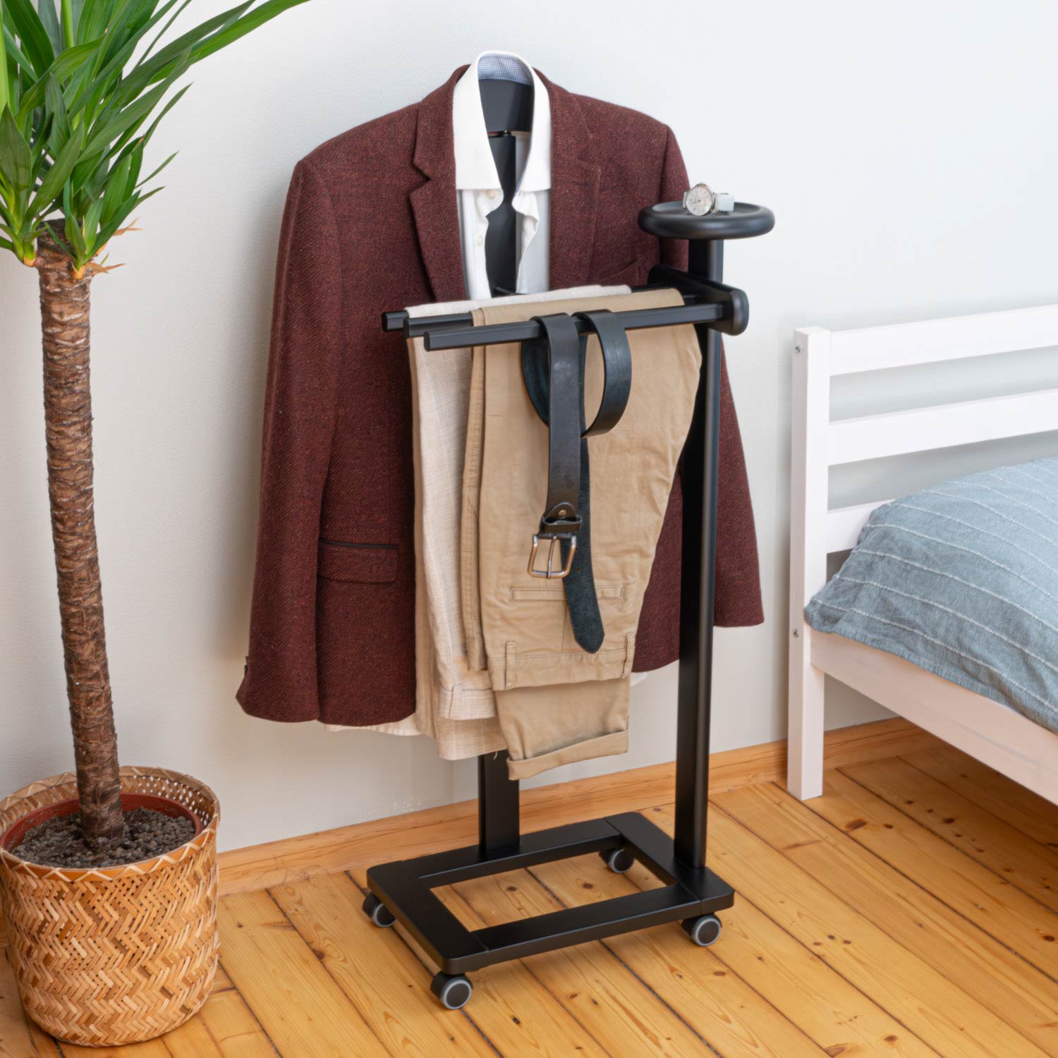 Galán de Noche, Galan de noche mueble, Galán de noche para dormitorio Antiguo, Madera, Negro, Tatkraft Baron, 9