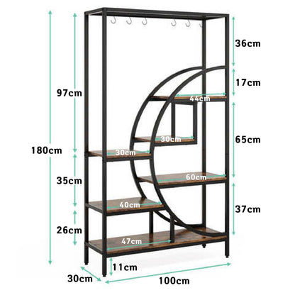 Estantería para Plantas, 7 niveles, Soporte para Plantas, 100x30x180cm, Soporte Macetas, metal, marrón, Tribesigns, 5