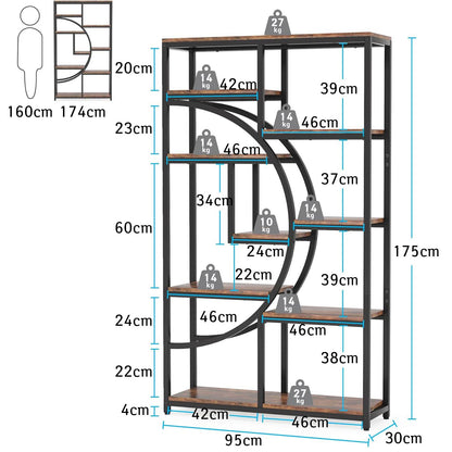 Estanteria Libreria, de 5 Niveles, Estantería, Altos, Estanteria Libros, con 9 estantes, Independientes, Tribesigns, 8