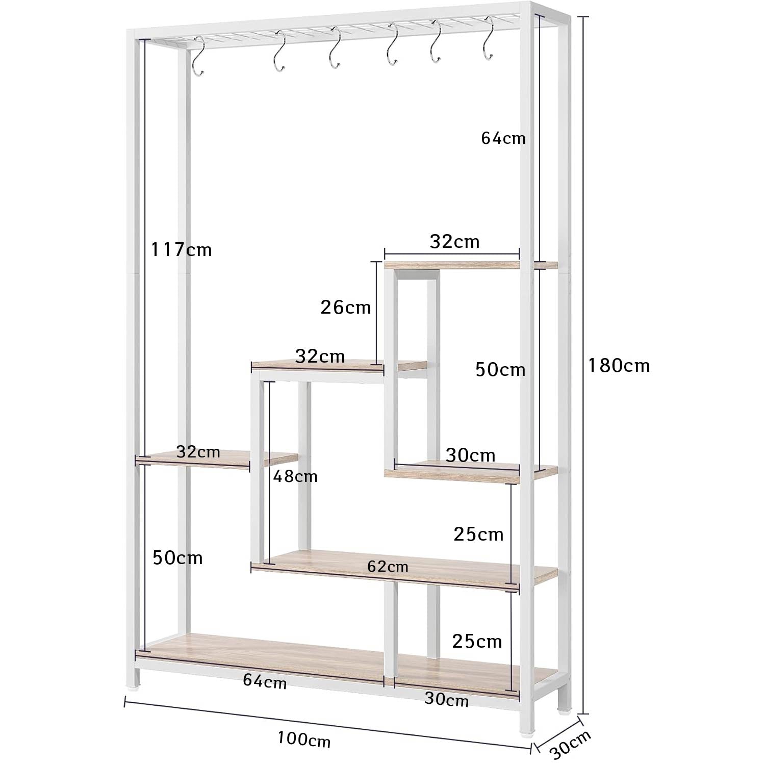 Estanteria Plantas, Soporte para Plantas, de 5 niveles, Soporte Macetas, con 10 ganchos para colgar en S, Tribesigns, 7