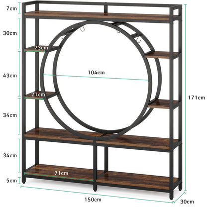 Estanteria Plantas, de 5 Niveles, Soporte Macetas, Soporte para Plantas, Estante de Metal, con 4 Ganchos, Marrón, Tribesigns, 6