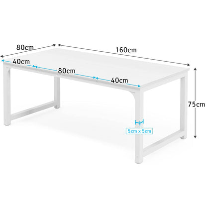 Escritorio, Mesa ordenador, Mesa oficina, Mesa de estudio, 160 x 80 x75 cm, Montaje Sencillo, Escritorio blanco, Tribesigns, 7