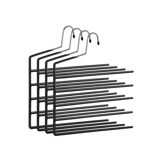 Percha Pantalones, Paquete de 4, Resistente con 5 Barras, Percha Abierta, Ahorra Espacio, Negro, Songmics, 1