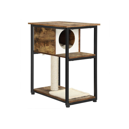 Arbol Rascador para Gatos, Rascador Gato, Árbol para gatos, Mesa Auxiliar, Robusto mueble para Gatos, Marrón Rústico, Feandrea, 8