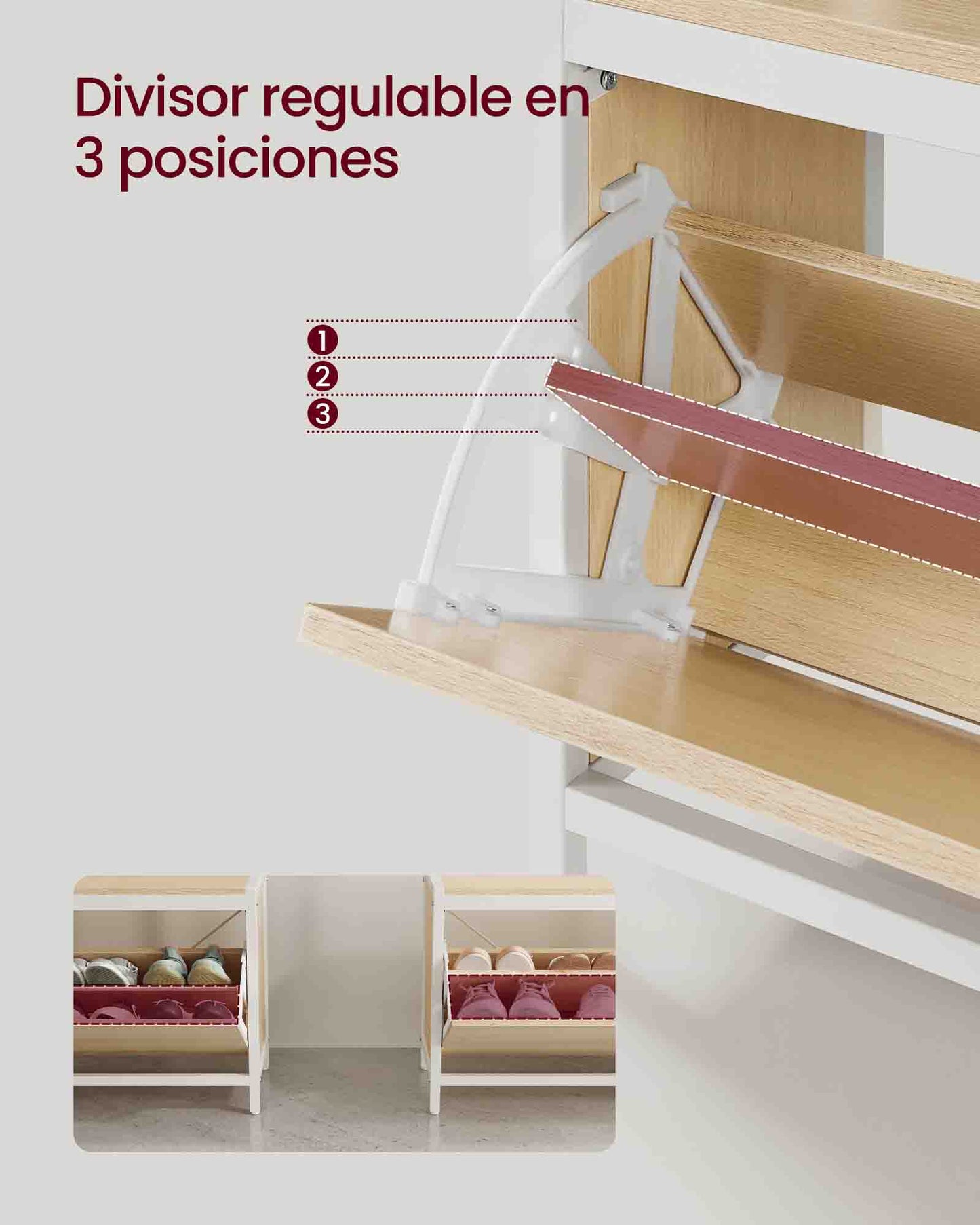 VASAGLE - Perchero Zapatero, Perchero Recibidor, con Banco Zapatero, 9 Ganchos, Estante Superior, Roble y Blanco, 6
