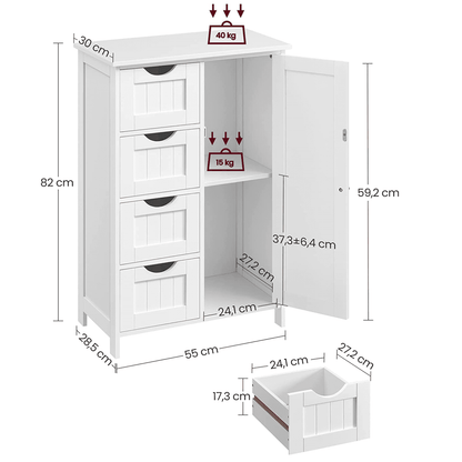 Vasagle Gabinete de Baño con 4 Cajones y Armario