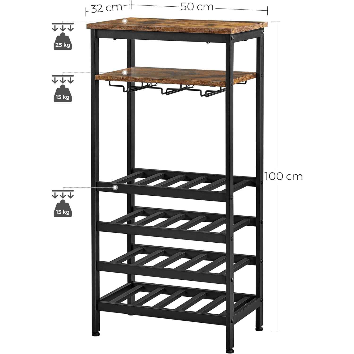 Botellero vino, 50 x 32 x 100 cm,  estanteria vino, minibar mueble, botellero pequeño, botellero vertical,estanteria cocina, 