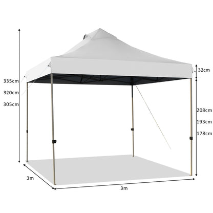 Pergola, Carpa plegable 3x3, Gazebo, Pergola Jardin, Alturas Ajustables, Toldo Portátil Impermeable, Blanco, Costway, 3