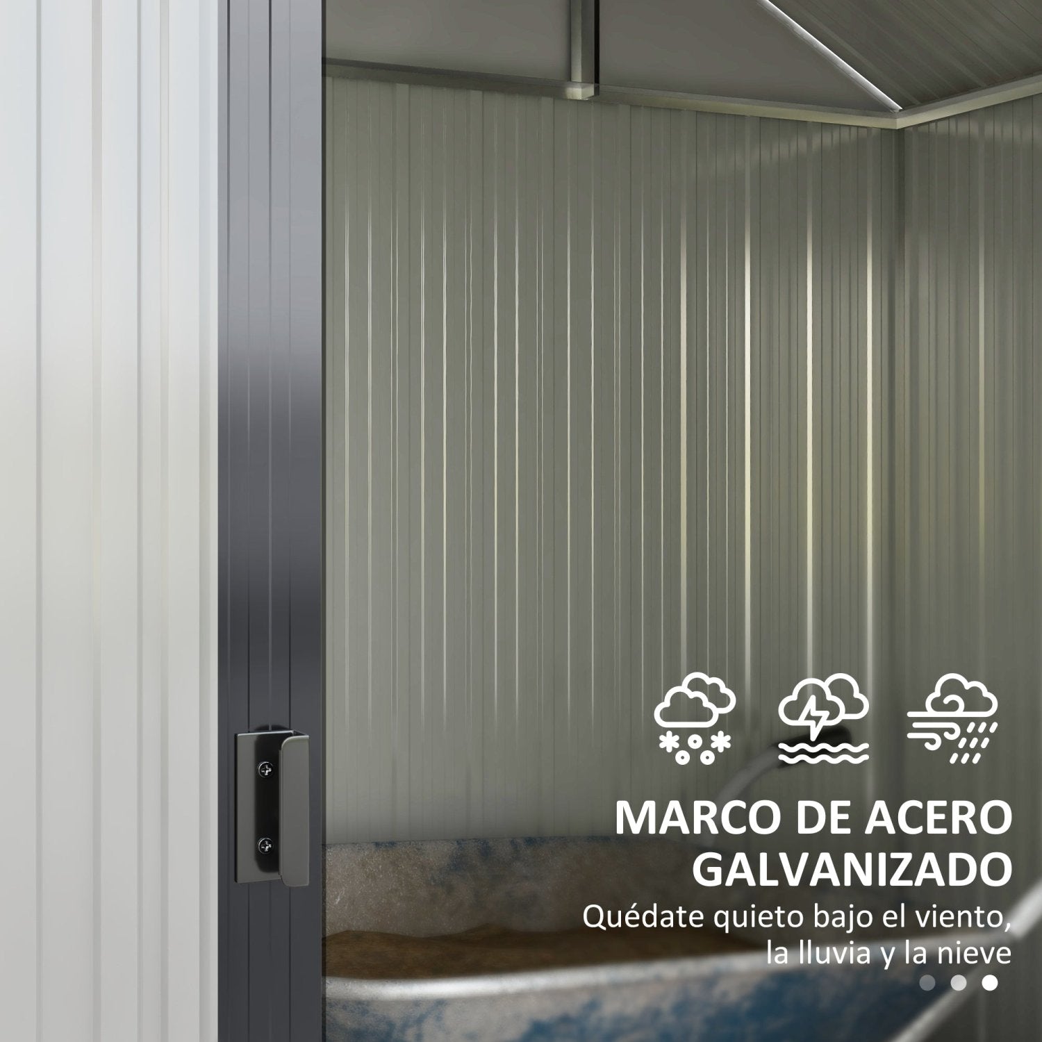 Caseta metalica jardines, 2,7 m², Cobertizo exterior, Base Estantes Ajustables 2 Puertas Corredizas, 2 Ventanas, Gris, Outsunny, 8