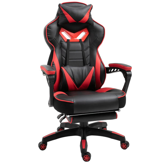 Silla Gamer, Silla Ergonomica, Regulable en Altura, Silla Oficina, Silla Gaming, con Reposapiés, Reposacabezas, Rojo, Vinsetto, 1