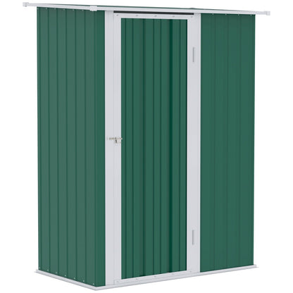 Caseta metalica jardines, Cobertizo jardin, 1,07 m², Cobertizo exterior, Puerta Cerradura y Orificios de Drenaje, Verde, Outsunny, 3