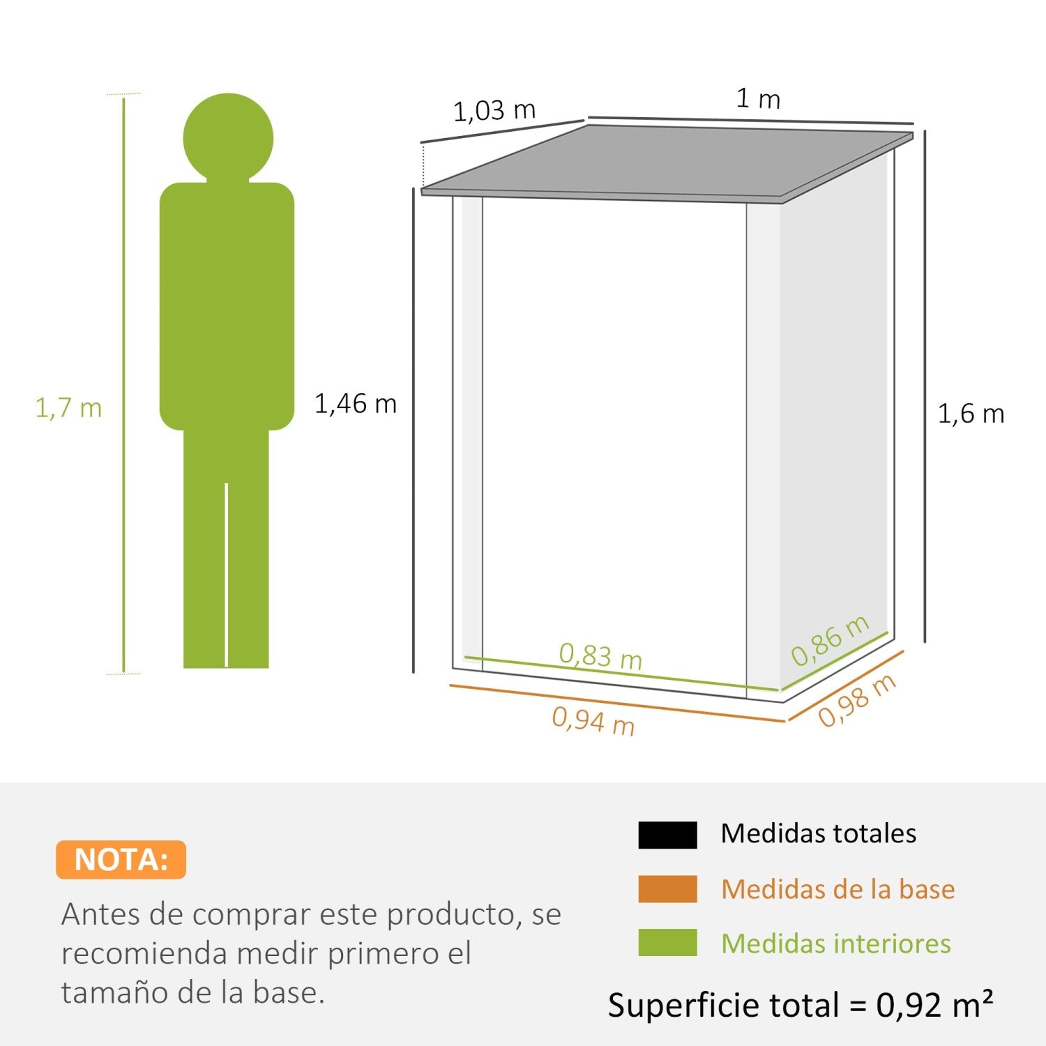 Caseta metalica jardines, Cobertizo exterior, 0,92 m², 1 Puerta y Cerradura para Almacenamiento de Herramientas, Marrón, Outsunny, 4