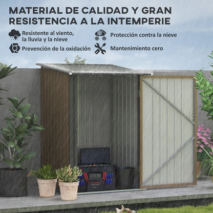 Caseta metalica jardines, Cobertizo exterior, 0,92 m², 1 Puerta y Cerradura para Almacenamiento de Herramientas, Marrón, Outsunny, 2