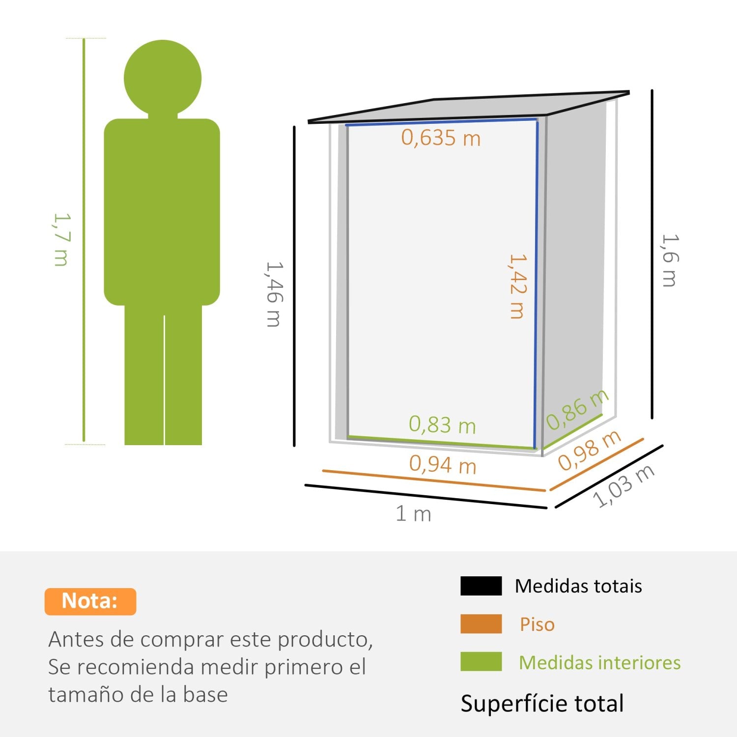 Caseta metalica jardines, Cobertizo jardin, 0,92 m², 1 Puerta y Cerradura para Almacenamiento de Herramientas, Verde, Outsunny, 4