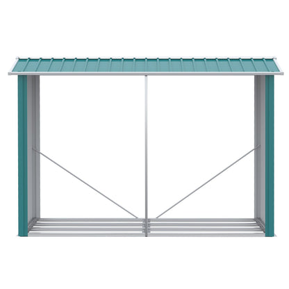 Caseta metalica jardines, Cobertizo jardin, de Acero Galvanizado Leñero con Techo para Jardín Terraza Patio, Verde, Outsunny, 6