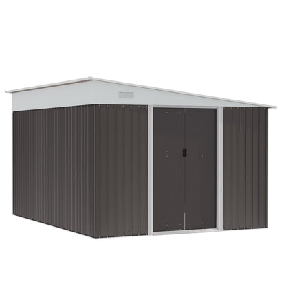 Caseta metalica jardines, Cobertizo exterior, 8,9 m², para Almacenamiento de Herramientas con Puerta y 2 Ventanas Gris, Outsunny, 8