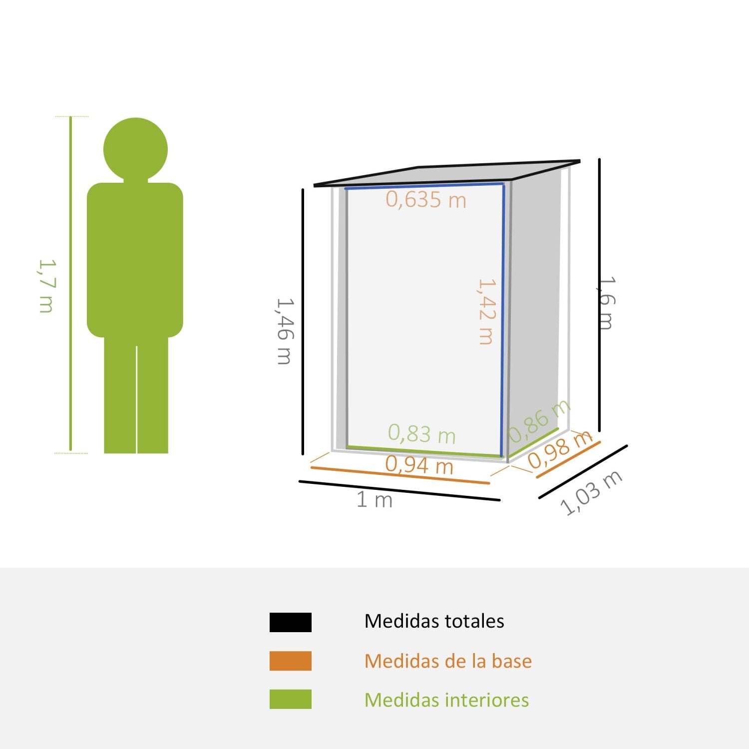 Caseta metalica jardines, Cobertizo exterior, 0,92 m² Puerta y Cerradura para Almacenamiento de Herramientas, Gris Oscuro, Outsunny, 4