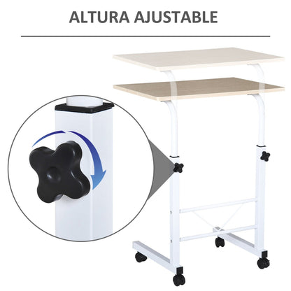 Mesa Auxiliar, con Ruedas, Mesa Auxiliar Sofa, Escritorio Ordenador, Mesa de Estudio, Escritorio Pequeño,  Blanco, HOMCOM, 5