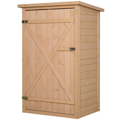 Caseta de madera, Caseta jardin, Armario exterior, con 3 Estantes interiores Puerta con Pestillo, Techo Asfaltico, Natural, Outsunny, 1