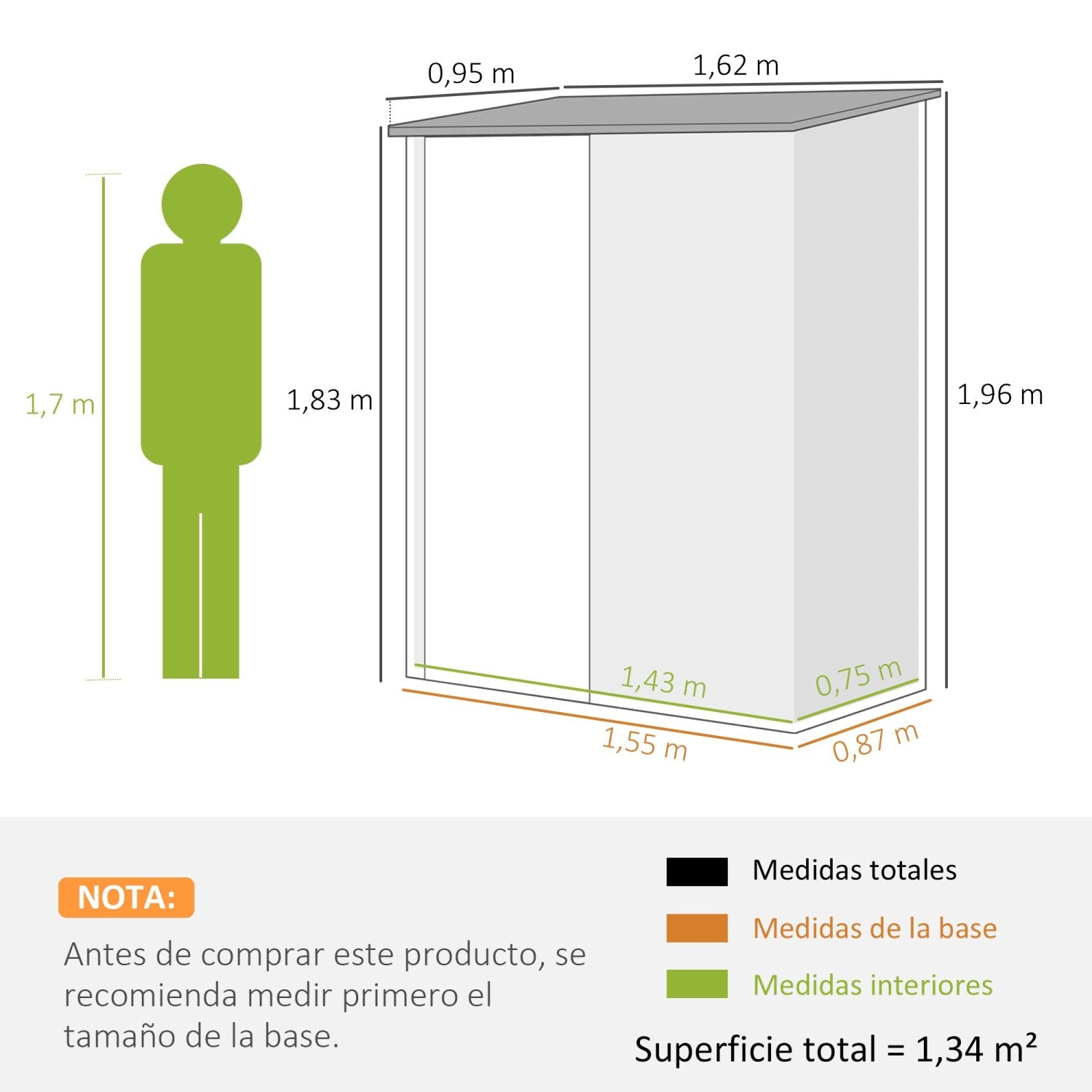 Caseta metalica jardines, 1,34 m², Cobertizo exterior, 1 Puerta y Cerradura para Almacenamiento de Herramientas, Marrón, Outsunny, 3