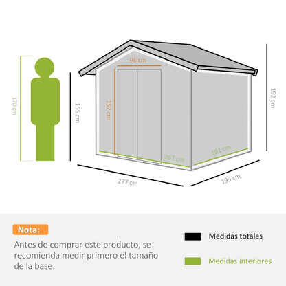 Caseta metalica jardines, 4,9 m², Cobertizo exterior, Caseta jardin, 2 Puertas Corredizas Base Refuerzo, Amarillo, Outsunny, 4