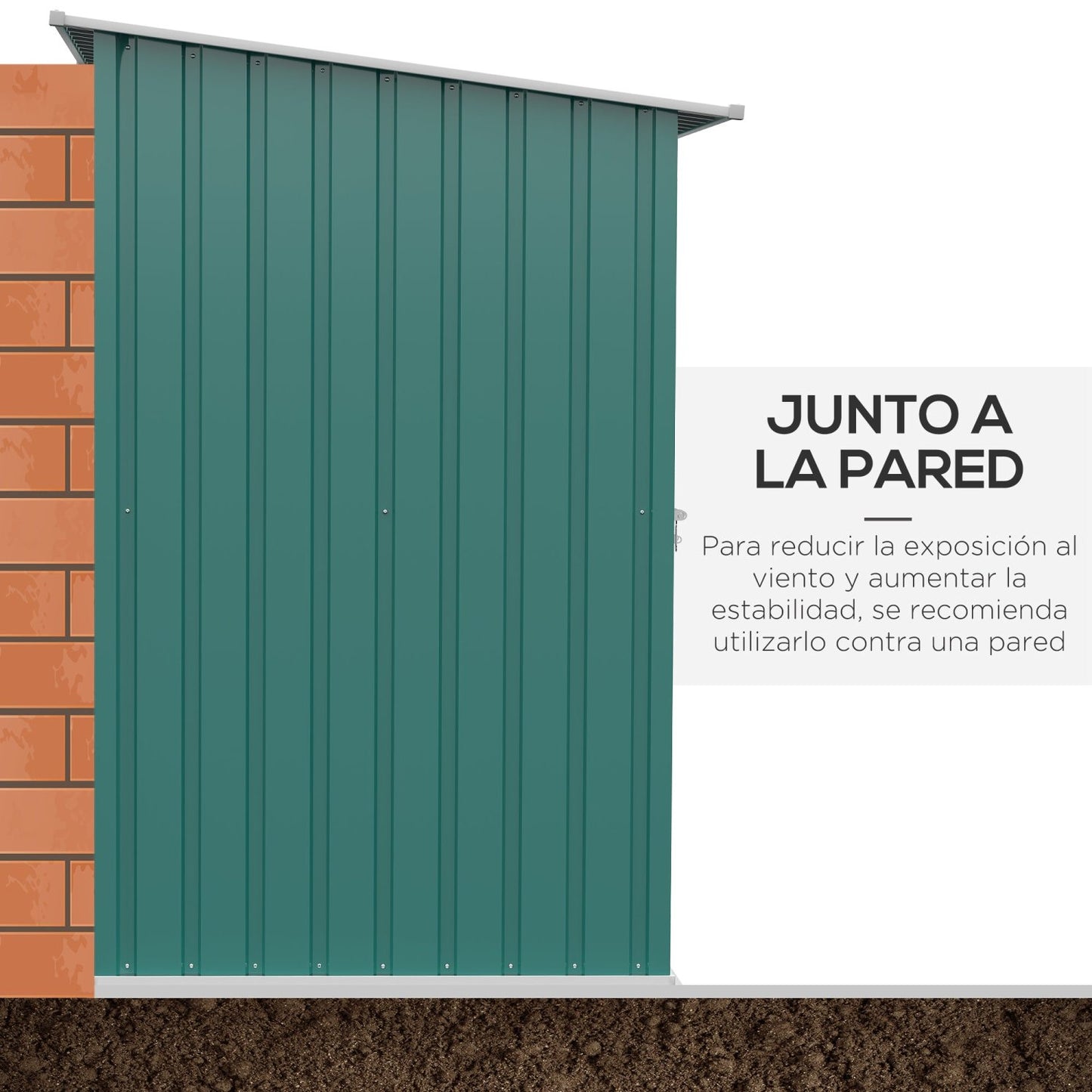 Caseta metalica jardines, Cobertizo jardin, 0,92 m², 1 Puerta y Cerradura para Almacenamiento de Herramientas, Verde, Outsunny, 7