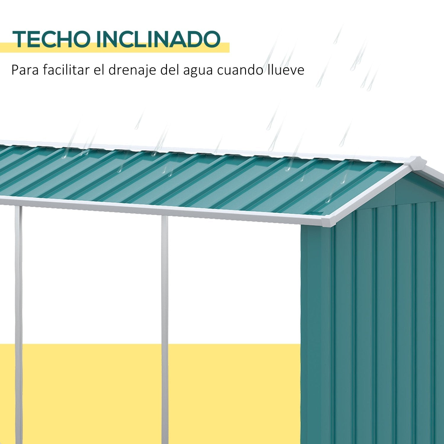 Caseta metalica jardines, Cobertizo jardin, de Acero Galvanizado Leñero con Techo para Jardín Terraza Patio, Verde, Outsunny, 5