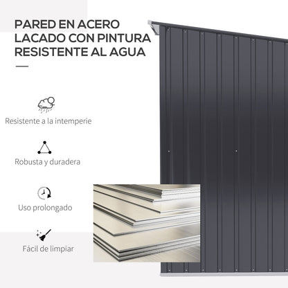 Caseta metalica jardines, Cobertizo exterior, 0,92 m² Puerta y Cerradura para Almacenamiento de Herramientas, Gris Oscuro, Outsunny, 5