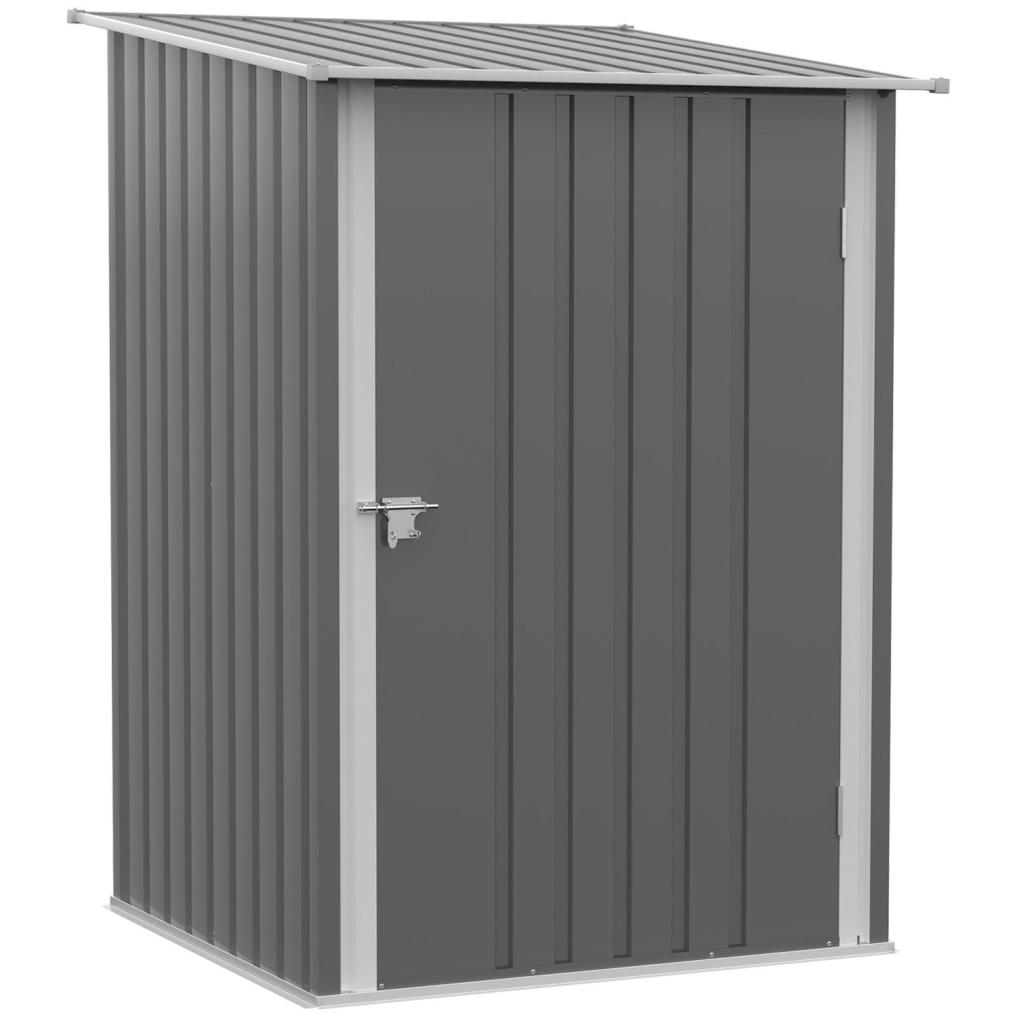 Caseta metalica jardines, Cobertizo exterior, 0,92 m², 1 Puerta y Cerradura para Almacenamiento de Herramientas, Gris, Outsunny, 2