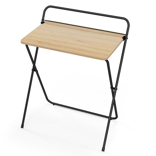 Escritorio Pequeño, Mesa Escritorio Plegable, Mesa Estudio, de 60 cm con Soporte, Natural, Costway, 1