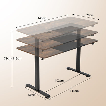 Escritorio Elevable, Mesa Regulable en Altura, Eléctrico, Escritorio Ordenador, Mesa Estudio, Café, Costway, 3