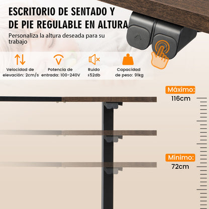 Escritorio Elevable, Mesa Regulable en Altura, Eléctrico, Escritorio Ordenador, Mesa Estudio, Café, Costway, 7