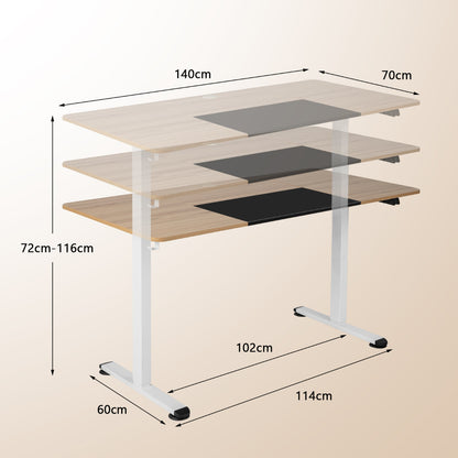 Escritorio Elevable, Mesa Escritorio, Mesa Regulable en Altura, Mesa Estudio, Altura Ajustable Eléctrico, Natural, Costway, 3