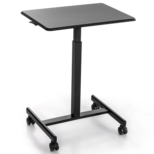 Escritorio con Ruedas, Escritorio Pequeño, Mesa de Oficina, Escritorio Móvil para Computadora Portátil, Negro, Costway, 1