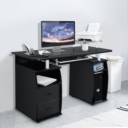 Escritorio con Cajones, Mesa Escritorio, Mesa Ordenador, Mesa Estudio, Mesa de Computadora Ordenador, Negro, Costway, 2