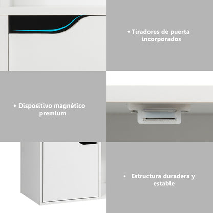 Estanteria salon, Armario oficina, de 6 Cubos y Puertas, Estanteria Libros, con 3 Niveles para Libros Juguetes, Blanco, Costway, 6