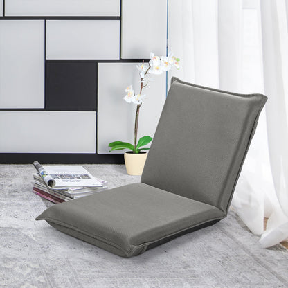 Silla a Ras de Suelo Sillón Reclinable Acolchado Regulable con Soporte Espalda Gris 98 x 47 x 7,5 cm, Costway, 2