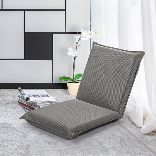 Silla a Ras de Suelo Sillón Reclinable Acolchado Regulable con Soporte Espalda Gris 98 x 47 x 7,5 cm, Costway, 2