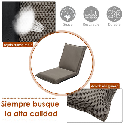 Silla a Ras de Suelo Sillón Reclinable Acolchado Regulable con Soporte Espalda Gris 98 x 47 x 7,5 cm, Costway, 8