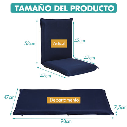 Silla a Ras de Suelo Sillón Reclinable Acolchado Regulable con Soporte Espalda Ideal 98 x 47 x 7,5 cm, Costway, 3