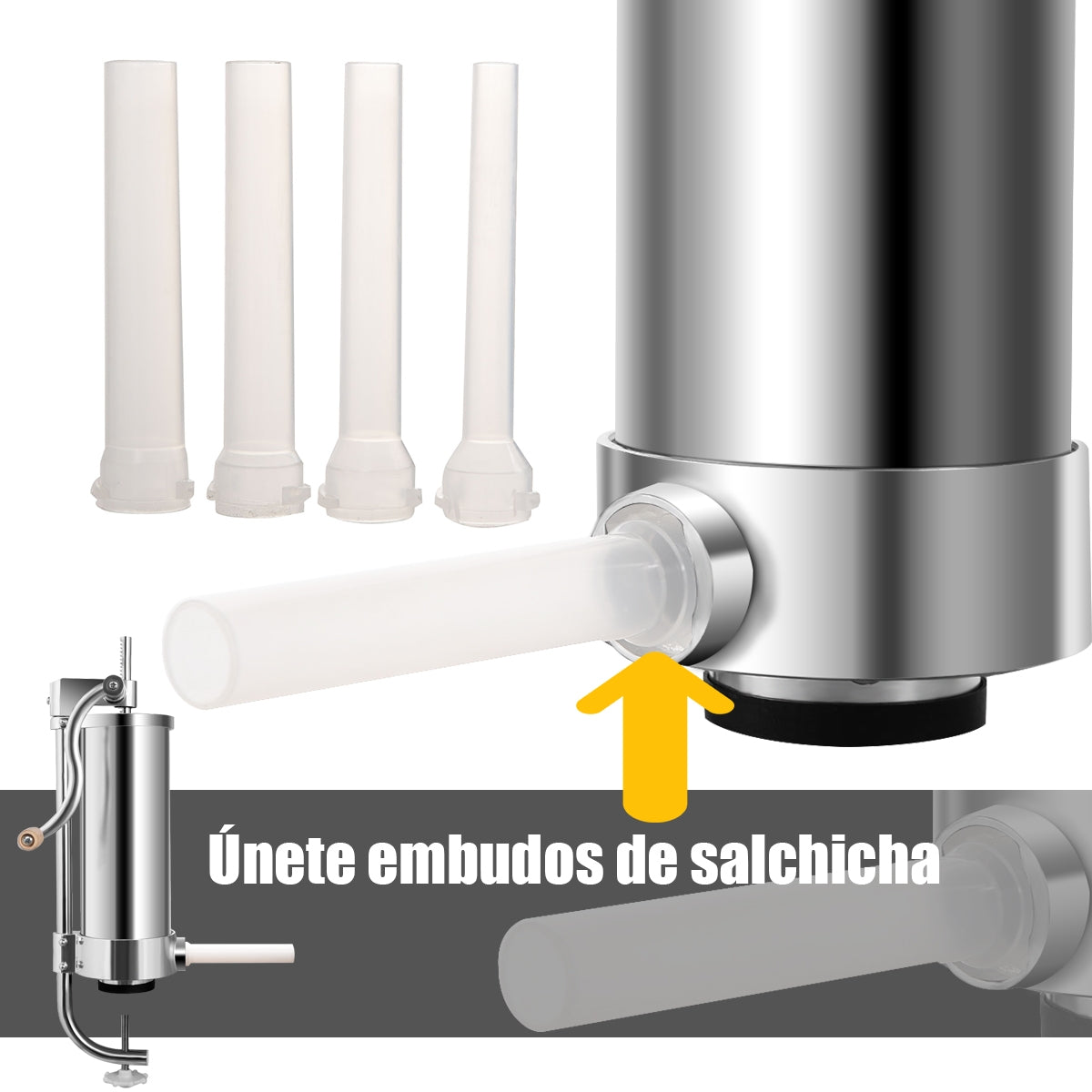 Embutidora Manual, 3,6L, Máquina para Hacer Salchichas Embutidora, con 4 Tubos de Rellenado, Utensilios de Cocina, Costway, 4