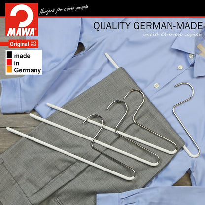  MAWA KH C - Perchas para Pantalones, Blanco, Perchas, 10 piezas, ancho 35 cm, Antideslizantes, para, Vaqueros, Pantalones
